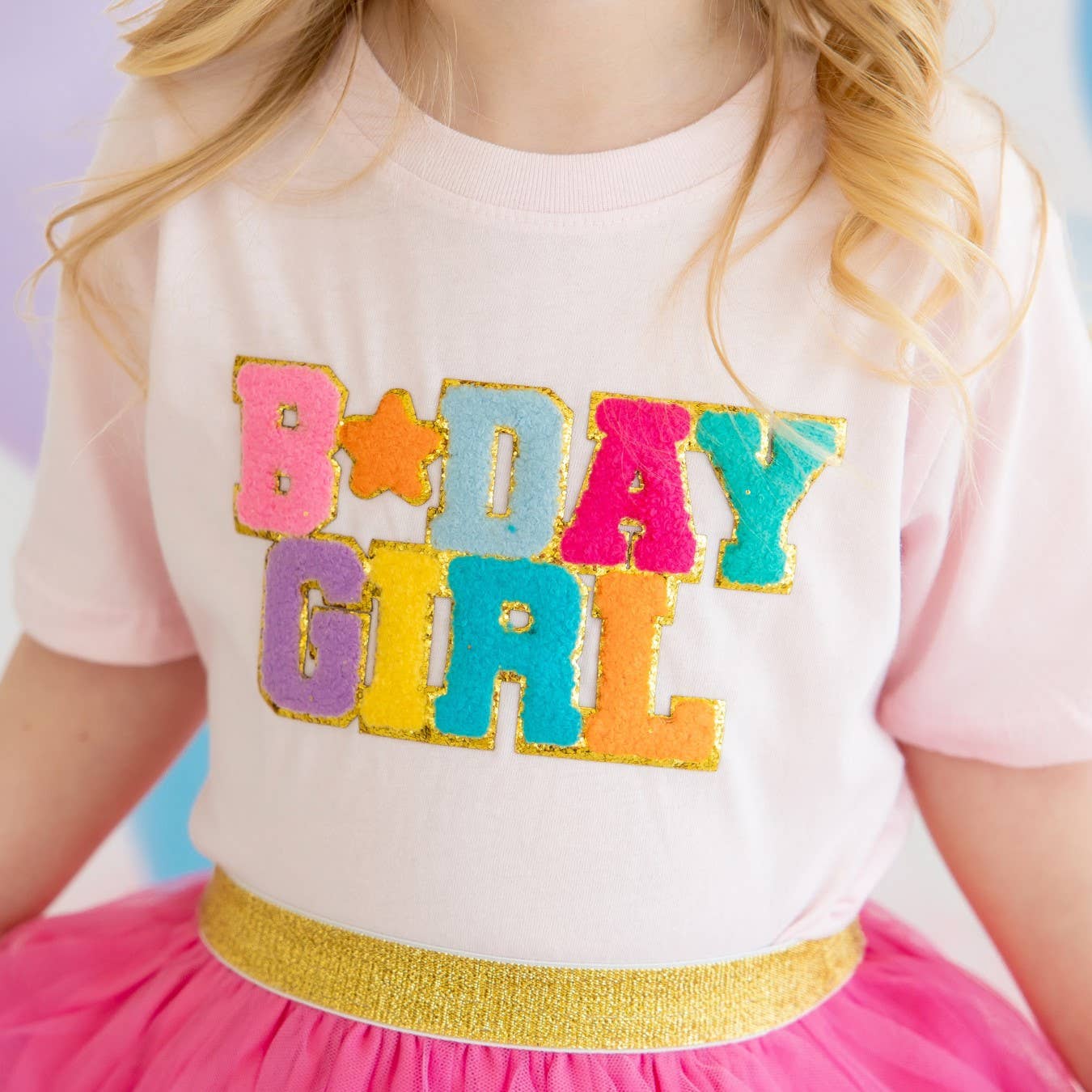 Birthday Girl Patch T-Shirt - Kids Short Sleeve Shirt