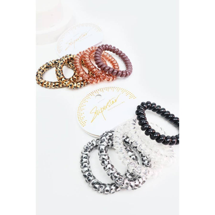 Assrted Spiral Elastic Hair Coil Ties - 3/$1.00