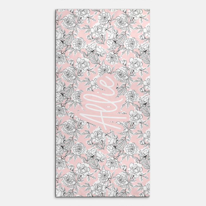 Allie Floral Personalized Beach Towel