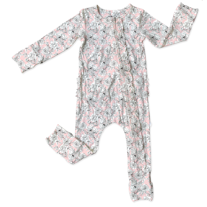 Allie Floral Bamboo Ruffle Convertible Footie