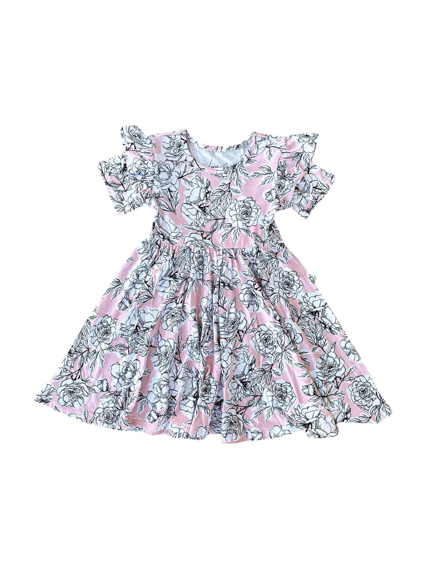 Allie Floral Bamboo Ruffle Spin Dress-Spin Dress-Laree + Co.