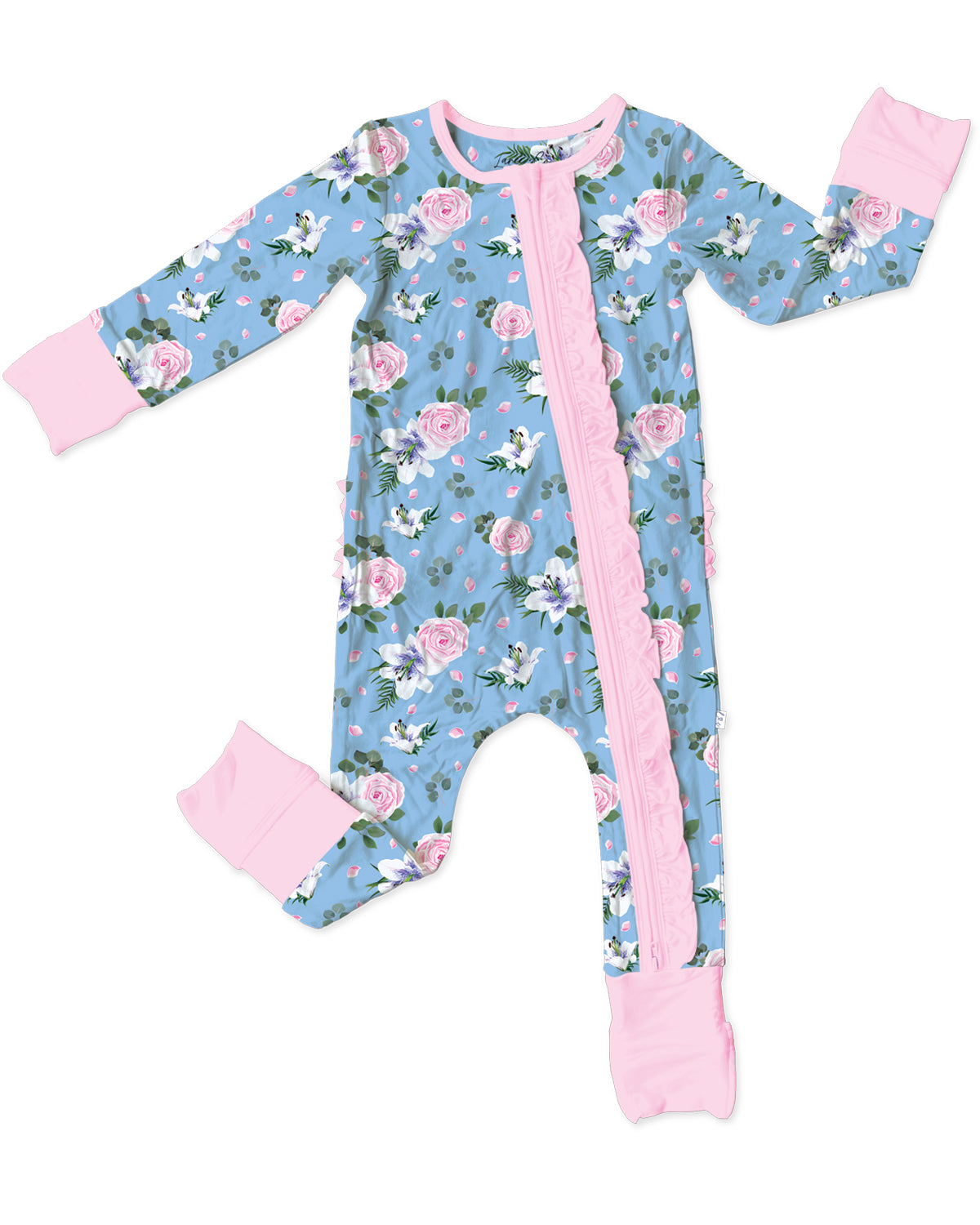 Lillian Floral Bamboo Ruffle Convertible Footie