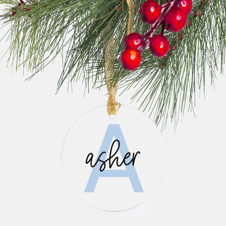 Blue Initial Christmas Ornament