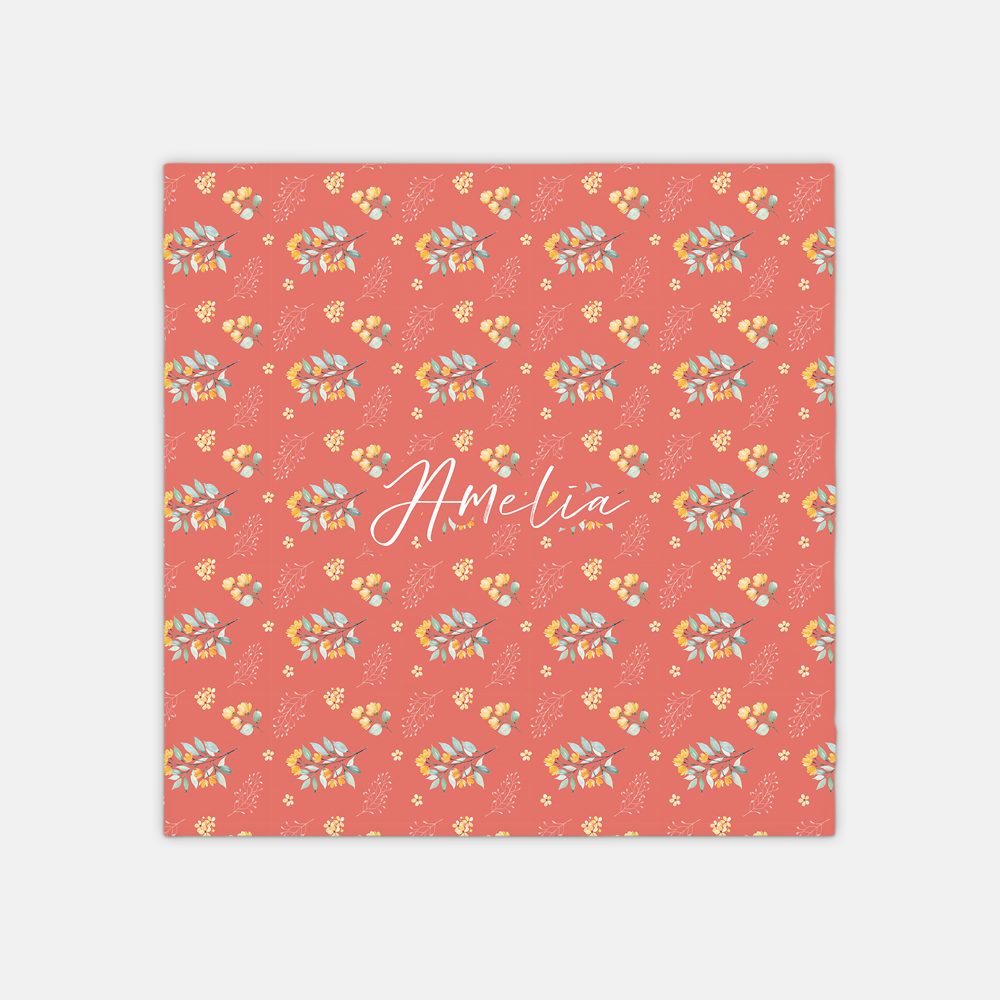 Coral Floral Personalized Swaddle