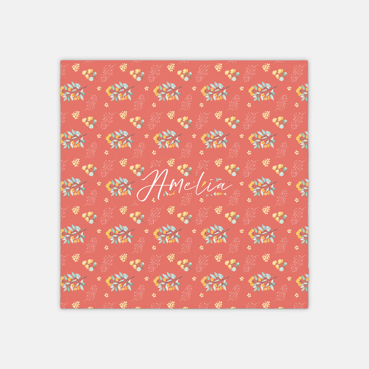 Coral Floral Personalized Swaddle