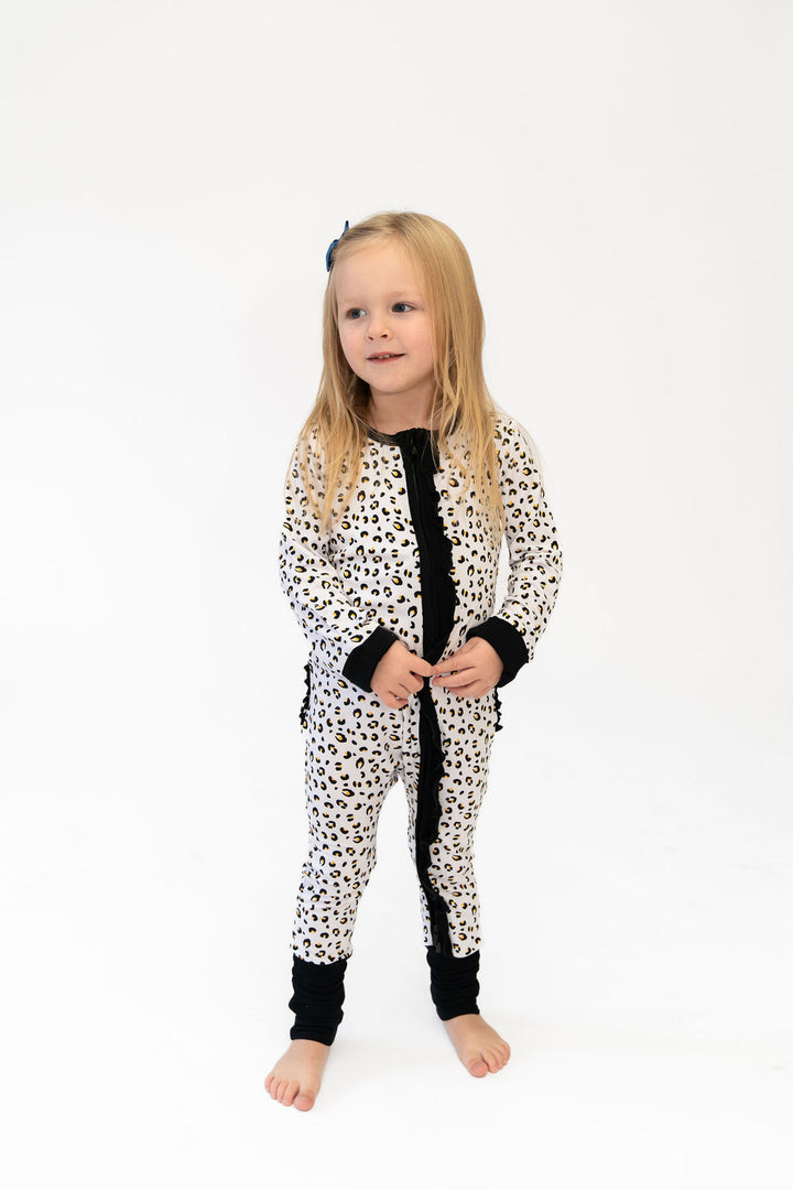 Allie Leopard Bamboo Ruffle Convertible Footie