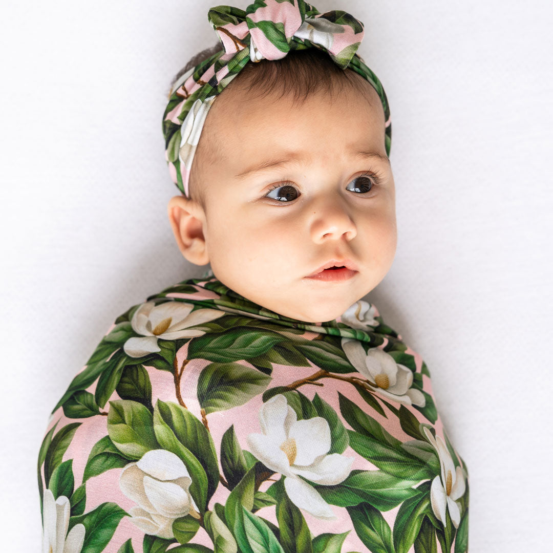 Magnolia Bamboo Swaddle + Headband Set