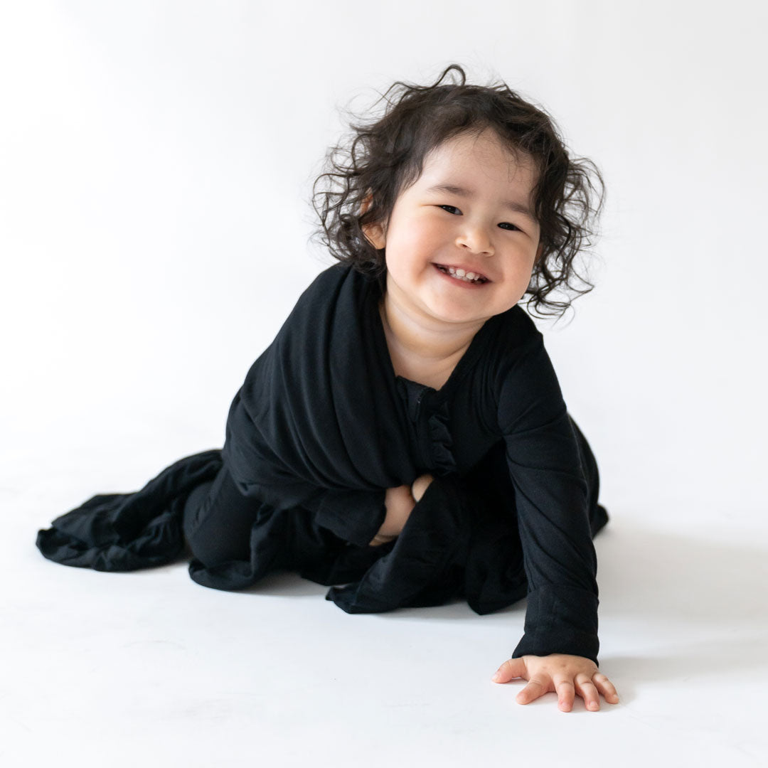 Allie Black Bamboo Ruffle Convertible Footie