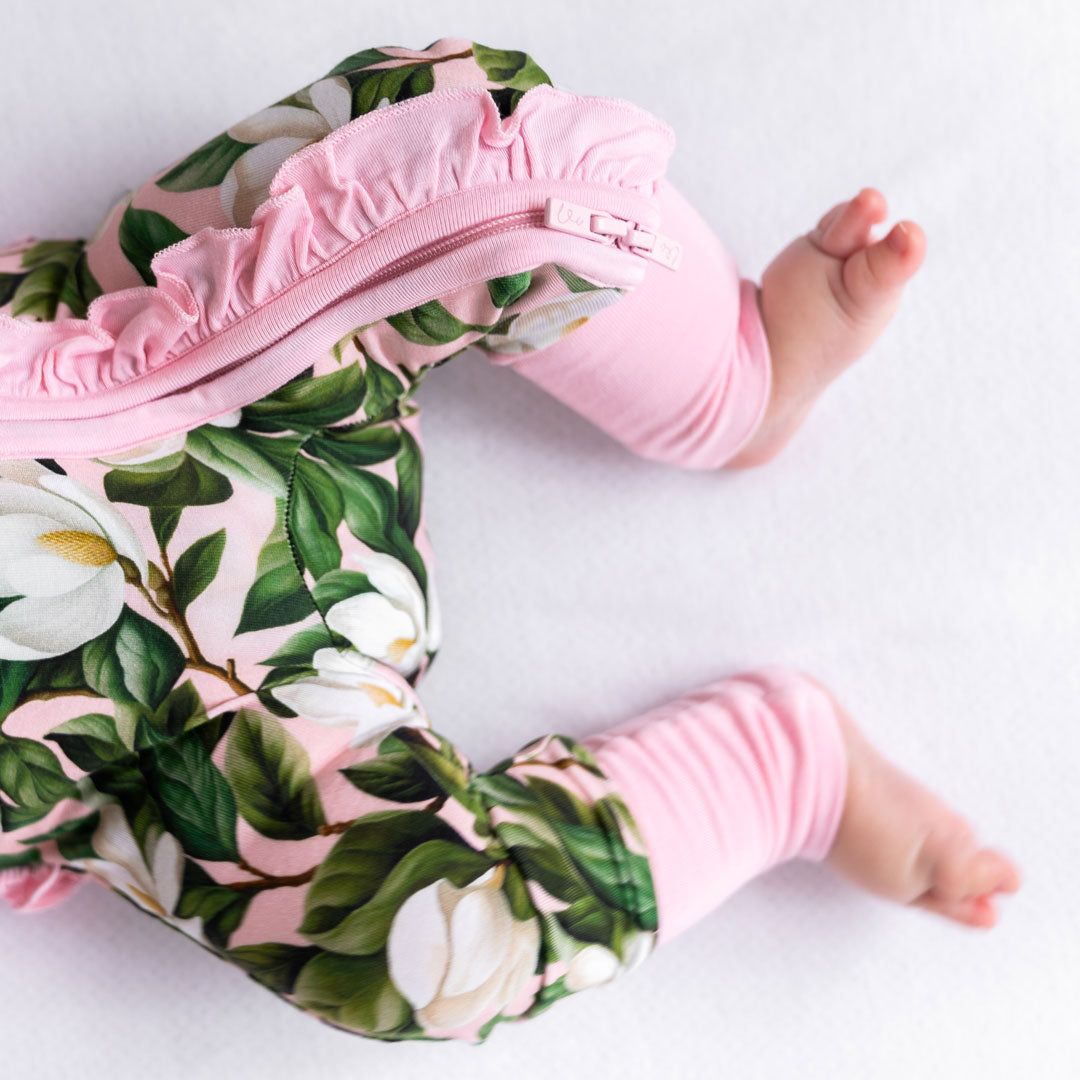 Magnolia Bamboo Ruffle Convertible Footie