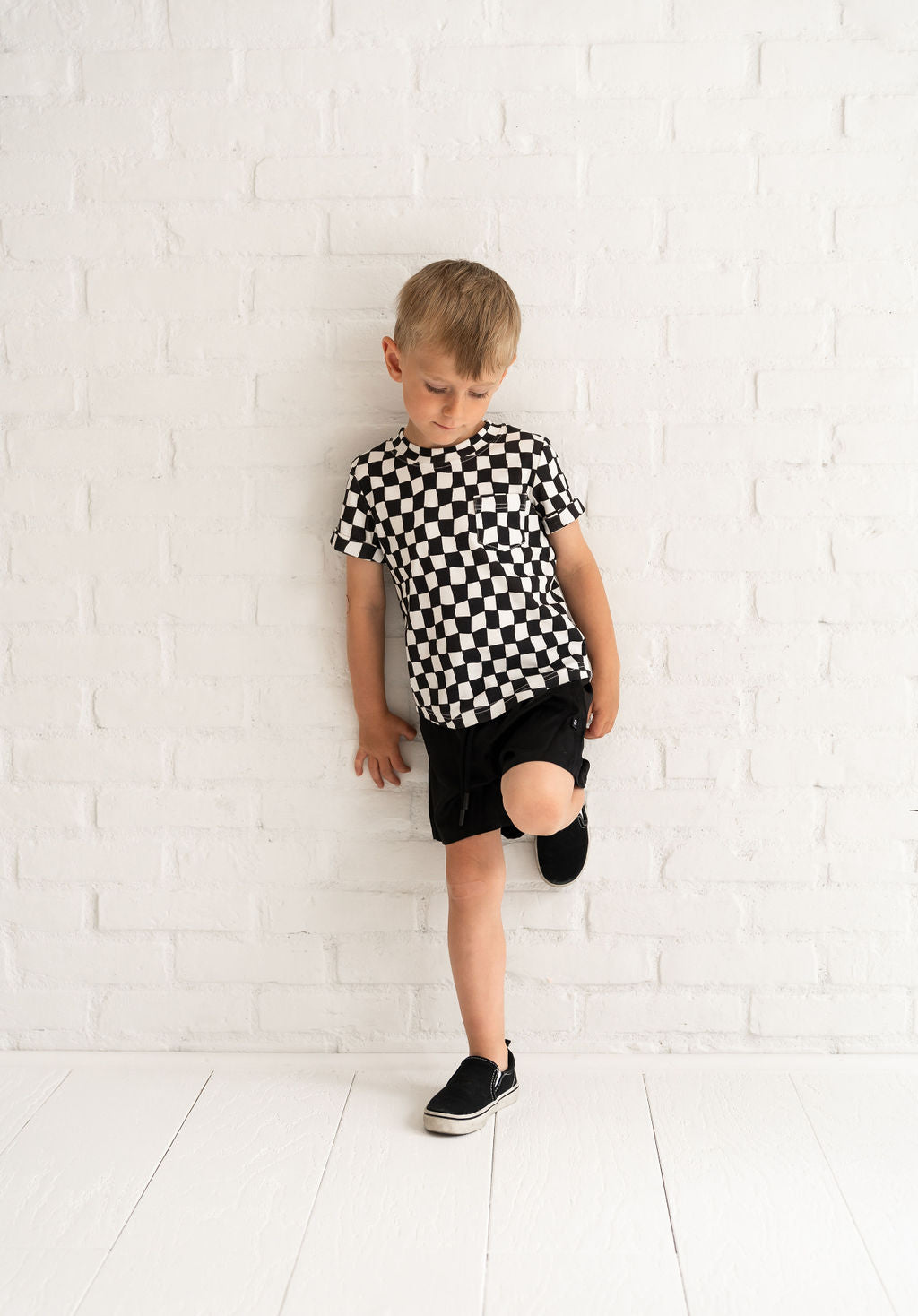 Wavy Checks Kids Pocket Tee