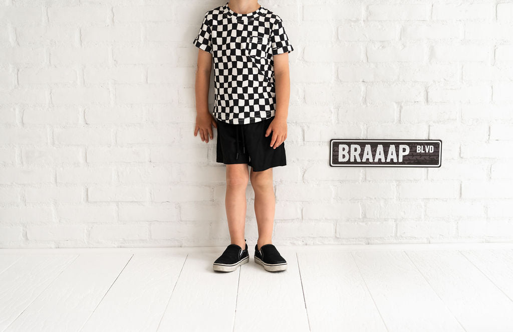 Wavy Checks Kids Pocket Tee