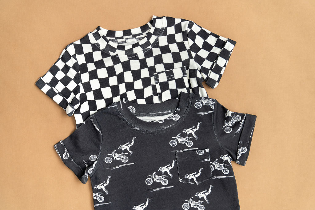 Wavy Checks Kids Pocket Tee