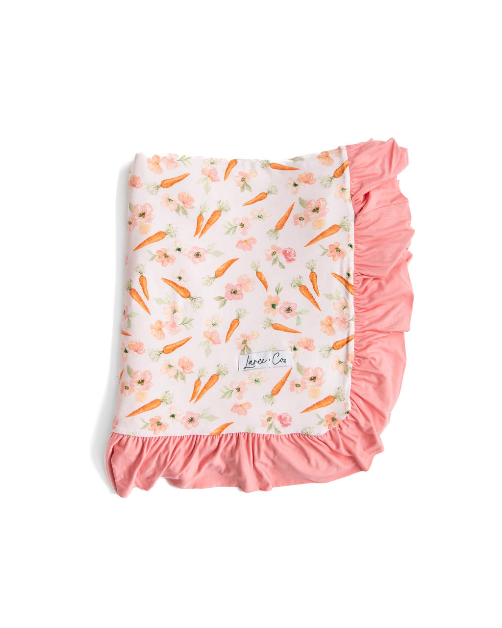 Lillian's Pink Easter Carrots Bamboo Ruffle Toddler Blanket
