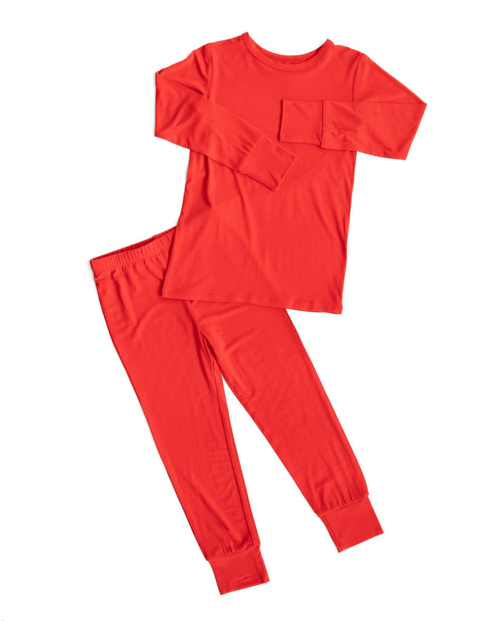 Lincoln Solid Red Bamboo 2-Piece Long Sleeve Set