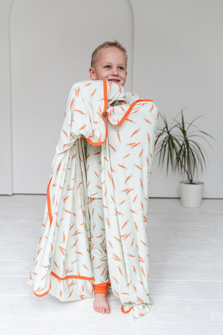 Lillian's Green Easter Carrots Bamboo Toddler Blanket