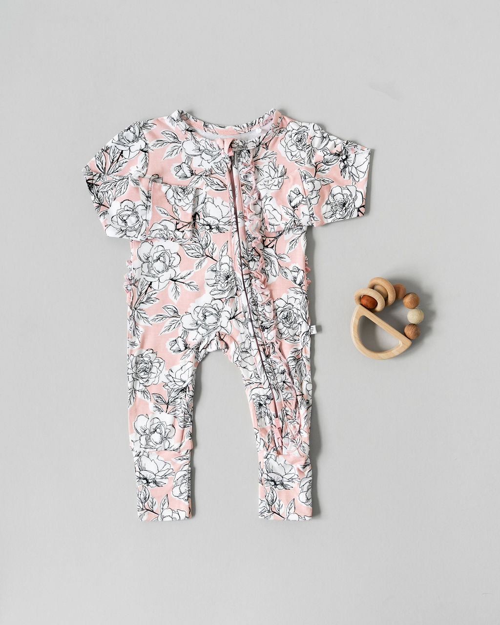 Allie Floral Bamboo Ruffle Convertible Footie