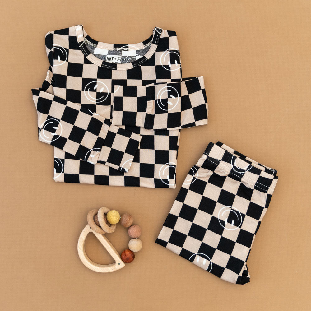 Smiley Checks 2-Piece Pajama Set