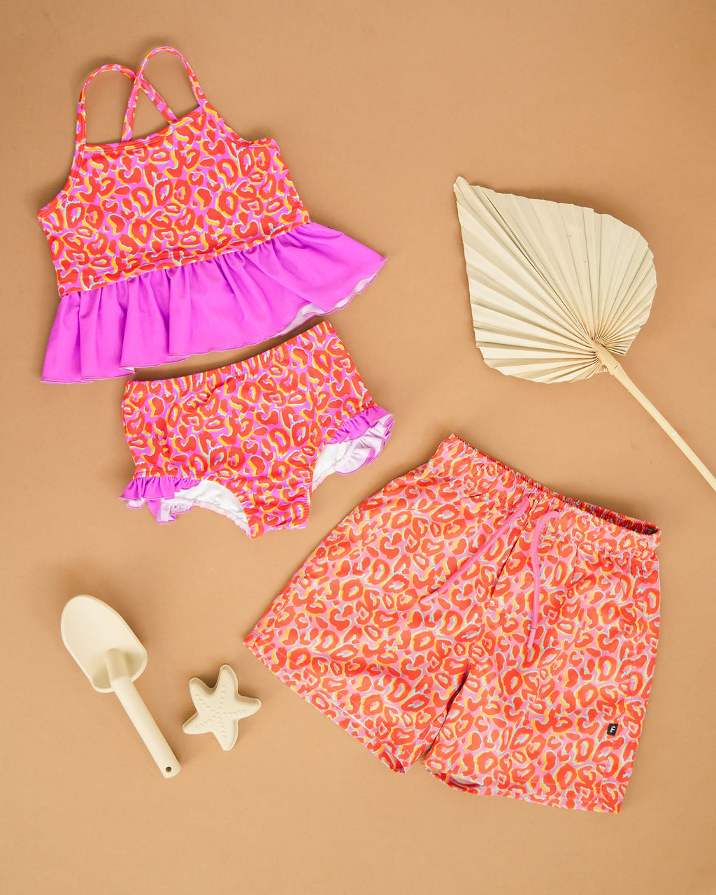 Neon Leopard Ruffle 2-Piece Swimsuit