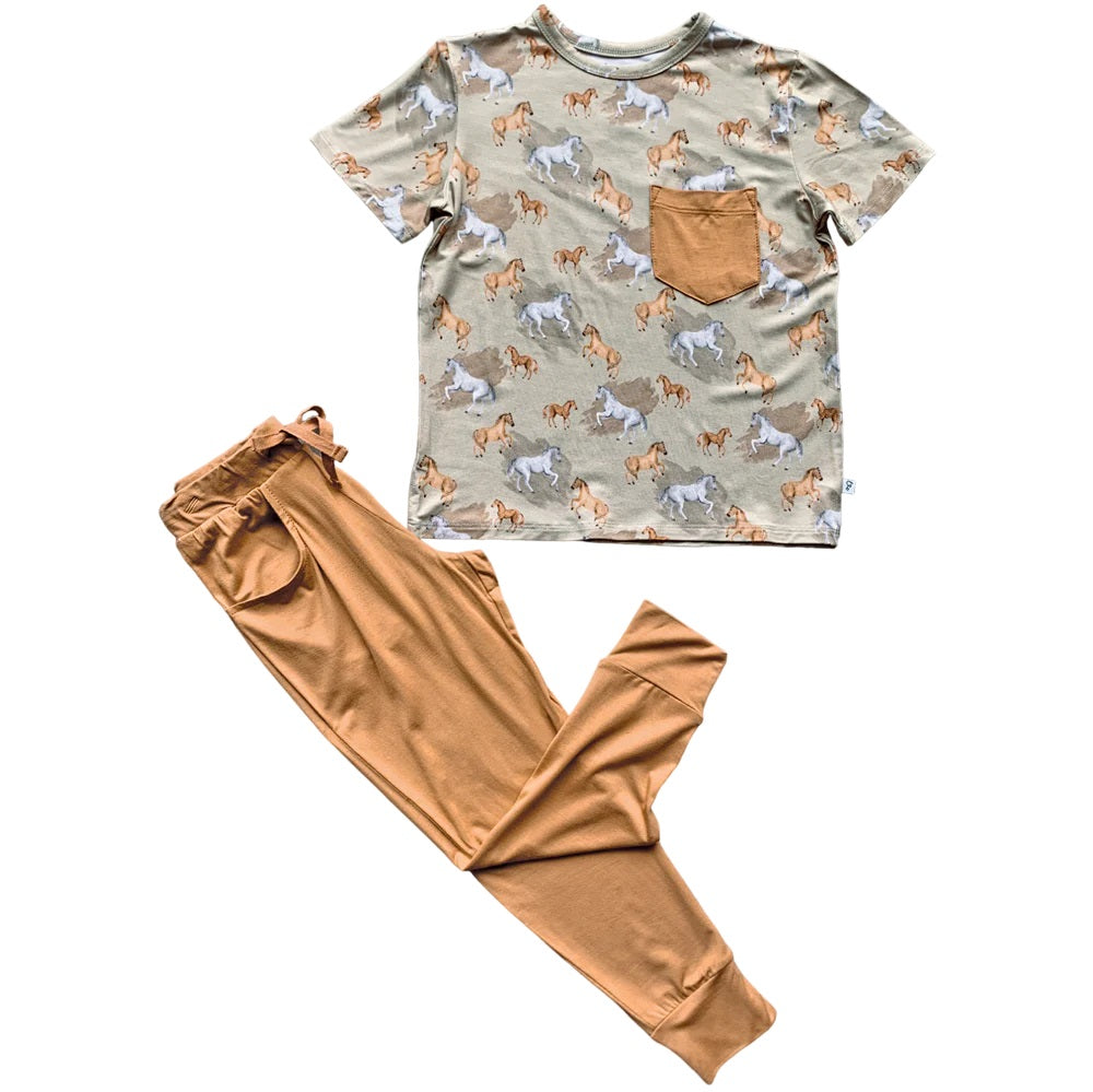 Ember Tan Bamboo Pocket Tee + Jogger Set