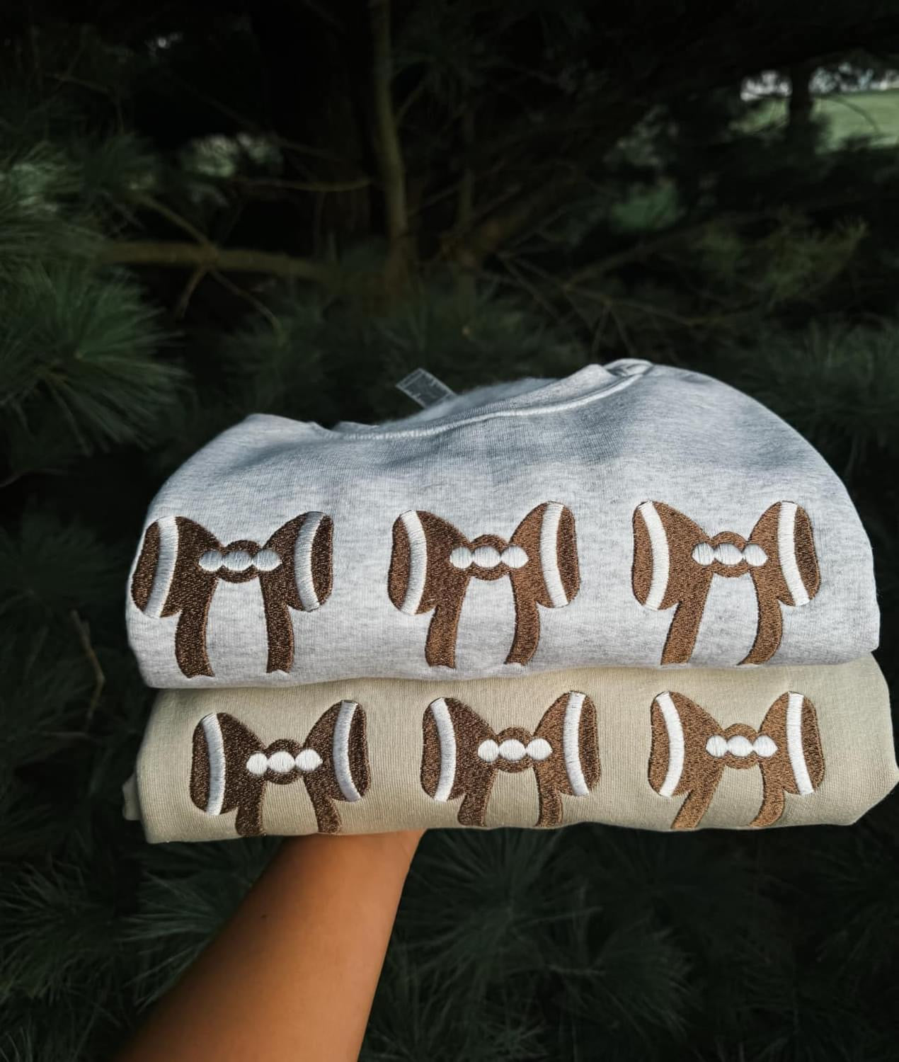 Football Bow Embroidered Sweatshirt