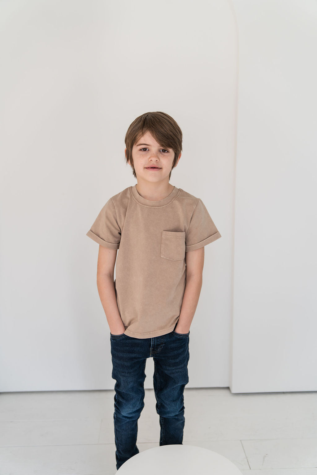 Hazelnut Stonewash Kids Pocket Tee