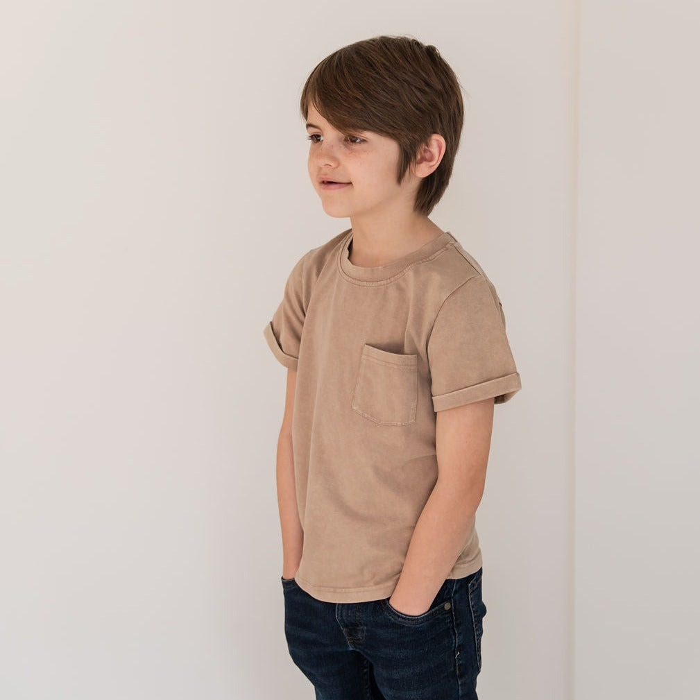 Hazelnut Stonewash Kids Pocket Tee