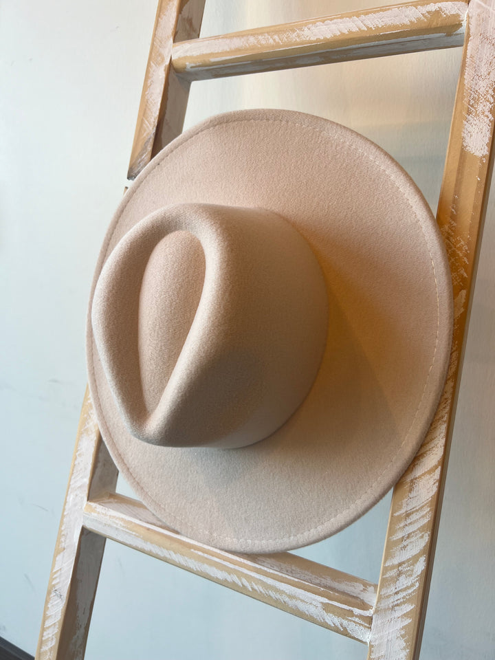 Beige Flat Brim Hat