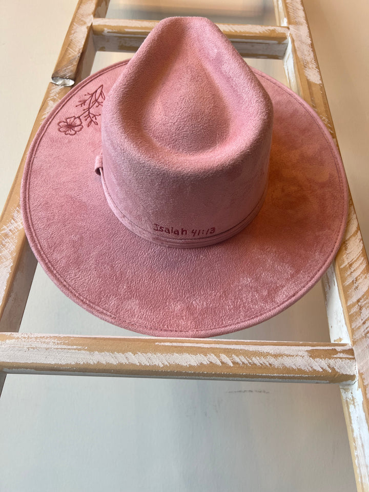 Custom Flower Blush Suede Hat
