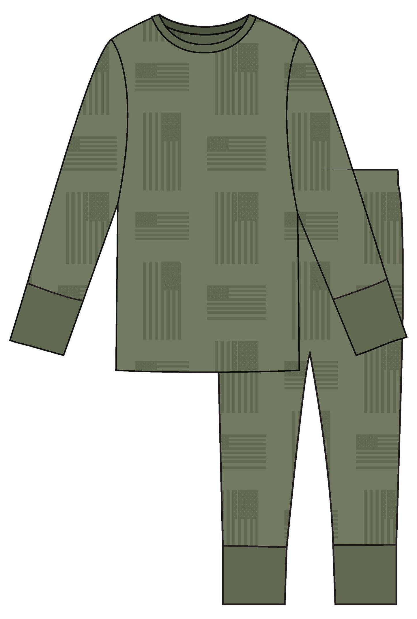 Military Flag Bamboo 2-Piece Long Sleeve Set-Clothing Sets-Laree + Co.