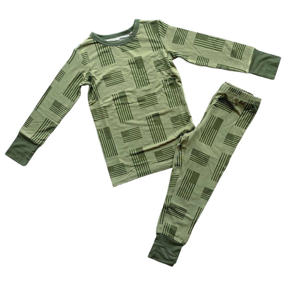 Military Flag Bamboo 2-Piece Long Sleeve Set-Clothing Sets-Laree + Co.