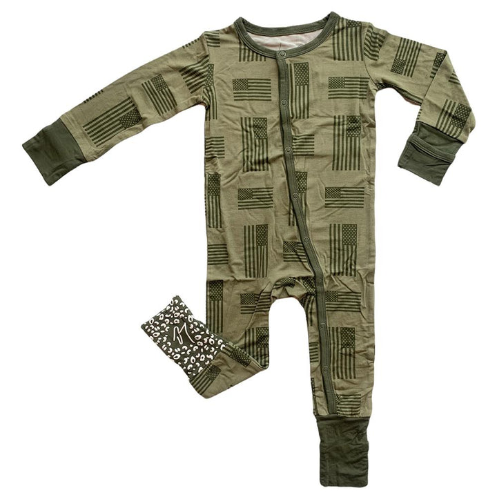 Military Flag Bamboo Convertible Snap Footie-Laree + Co.