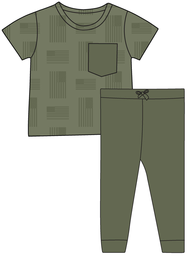 Military Flag Bamboo Pocket Tee + Jogger Set-Laree + Co.