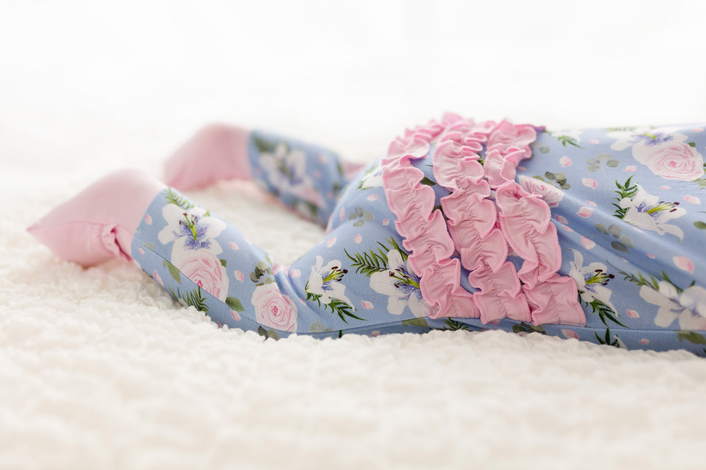 Lillian Floral Bamboo Ruffle Convertible Footie