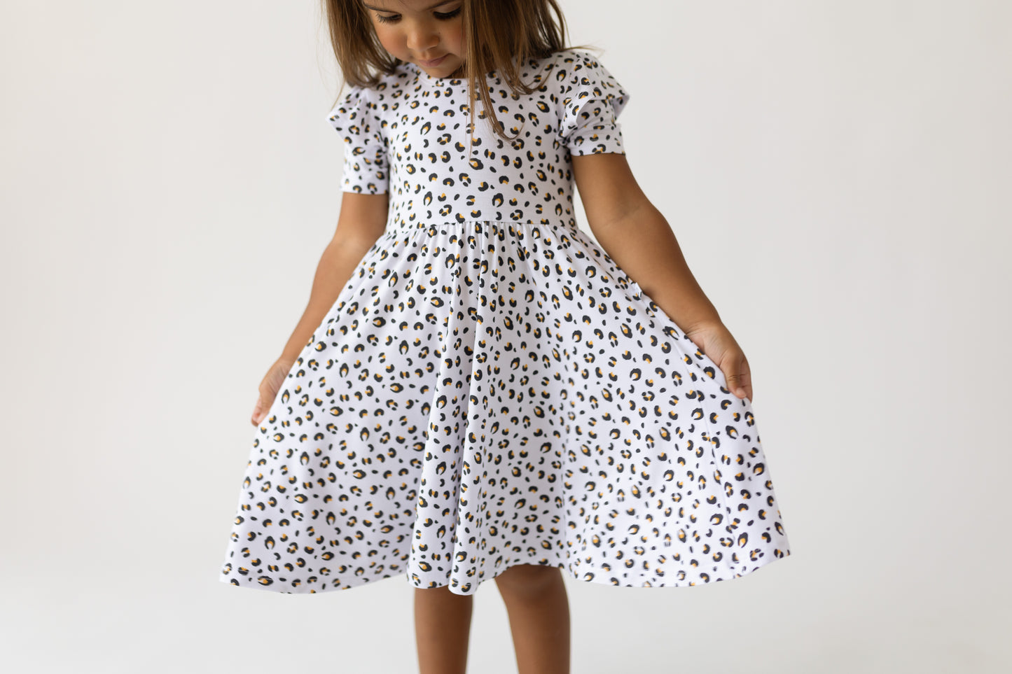 Allie Leopard Bamboo Ruffle Spin Dress