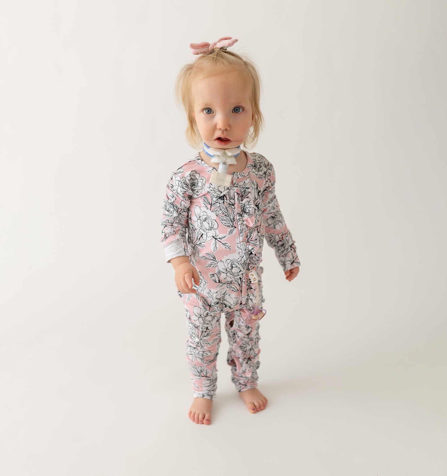 Allie Floral Bamboo Ruffle Convertible Footie