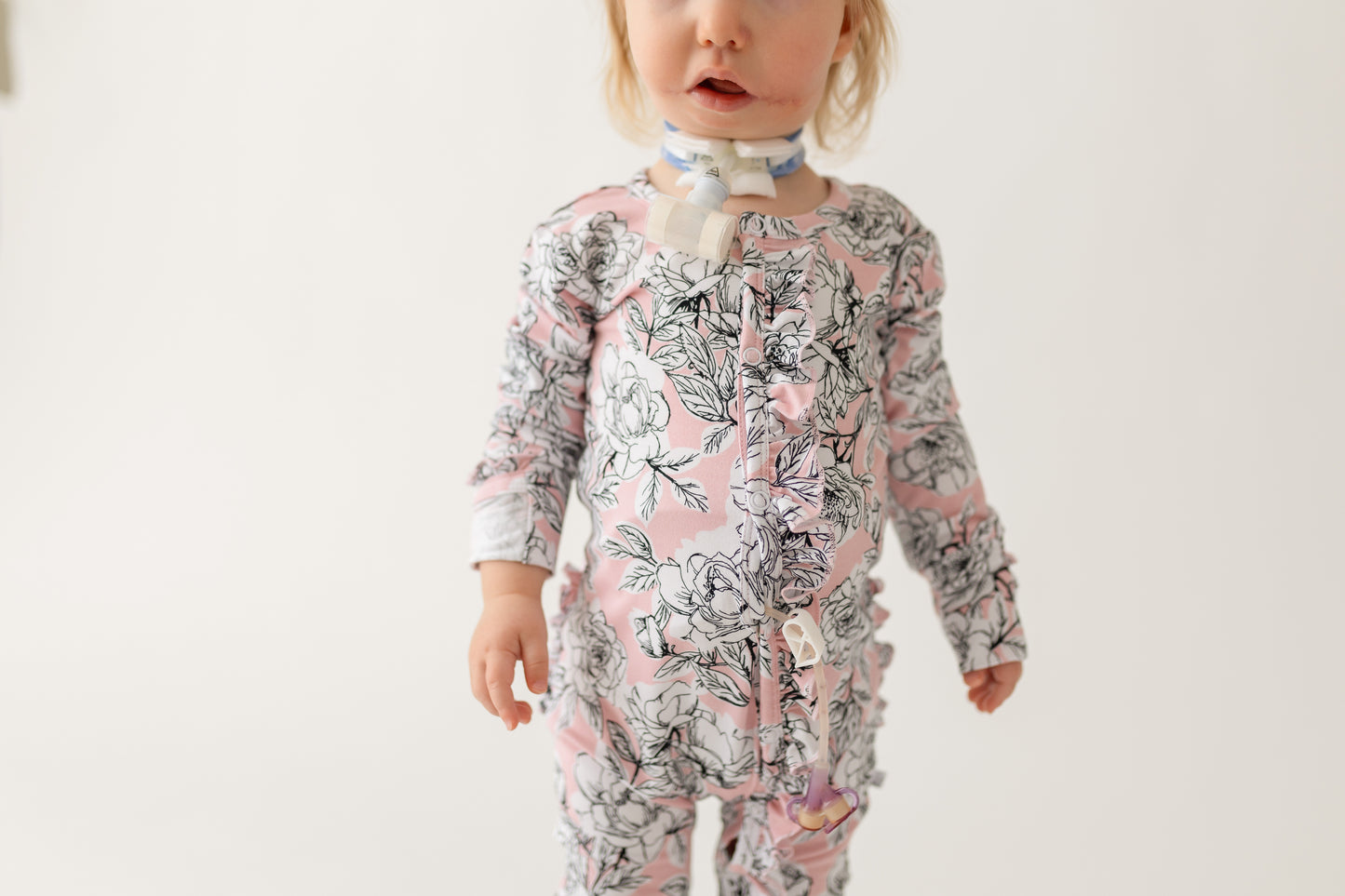 Allie Floral Bamboo Ruffle Convertible Footie