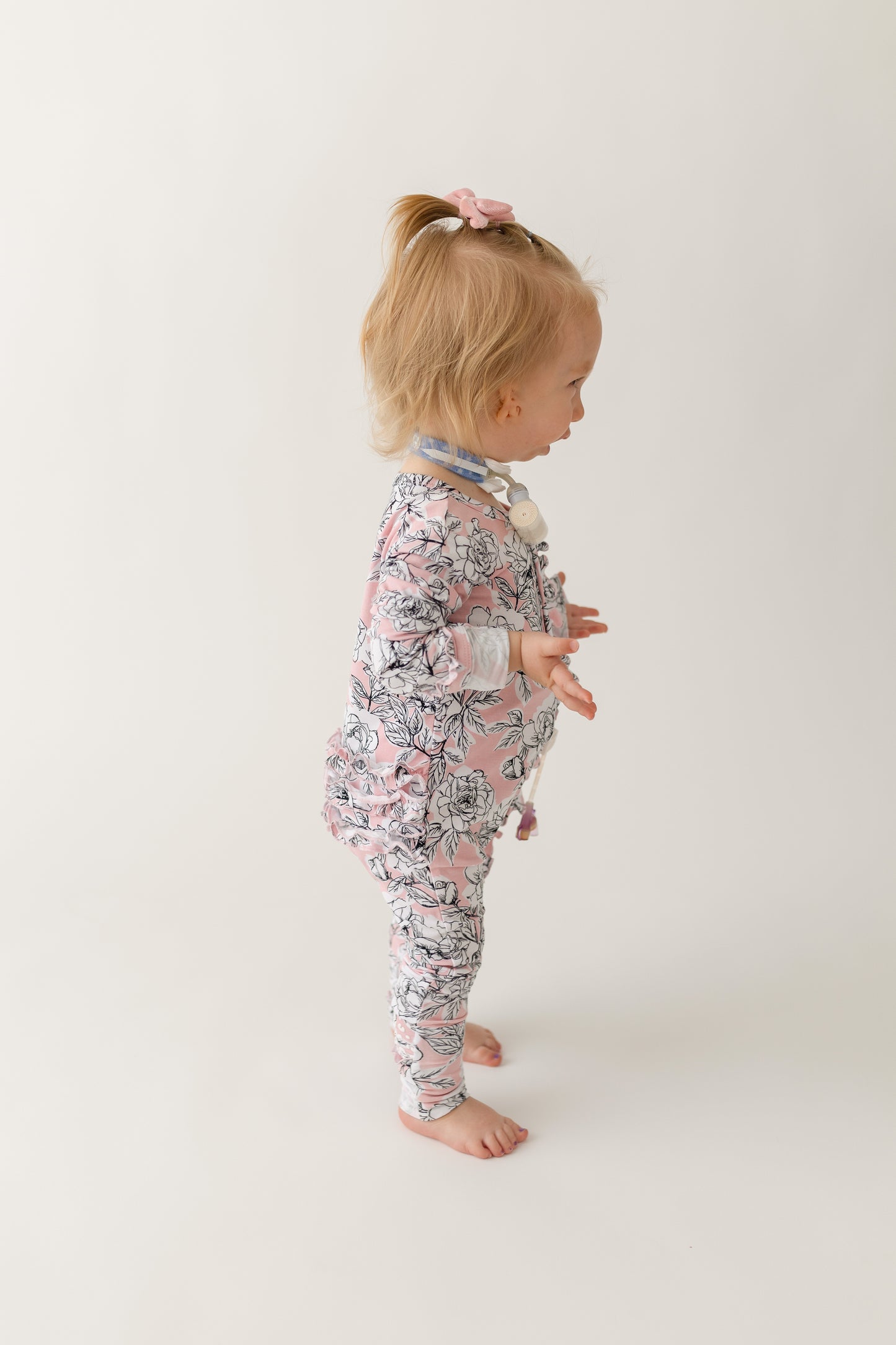 Allie Floral Bamboo Ruffle Convertible Footie