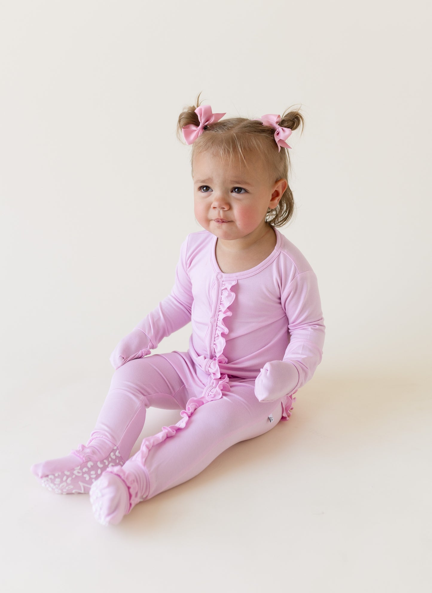 Lillian Pink Bamboo Ruffle Convertible Footie