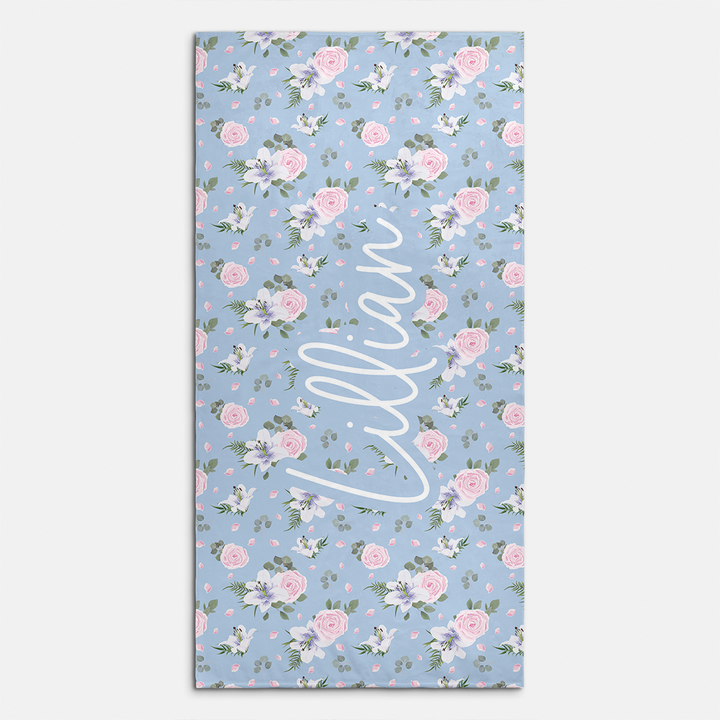 Lillian Floral Personalized Beach Towel