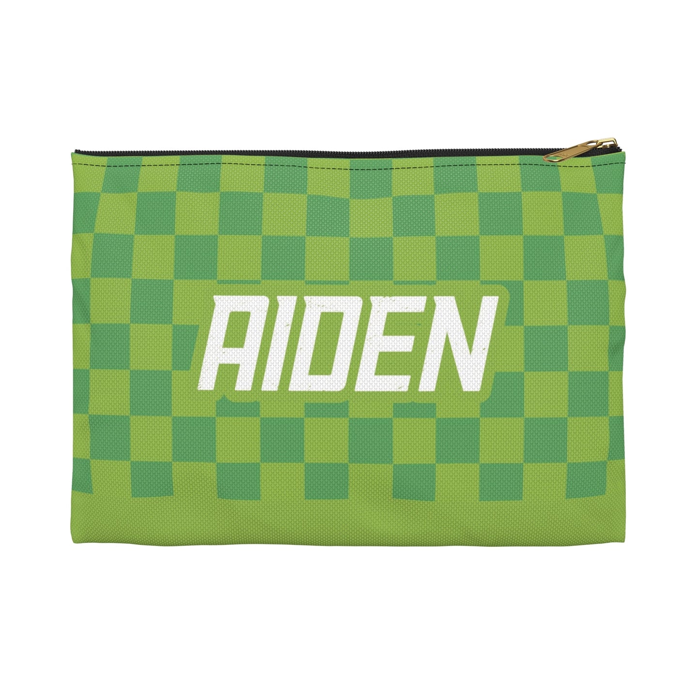 Lime Checkers Personalized Pencil Pouch