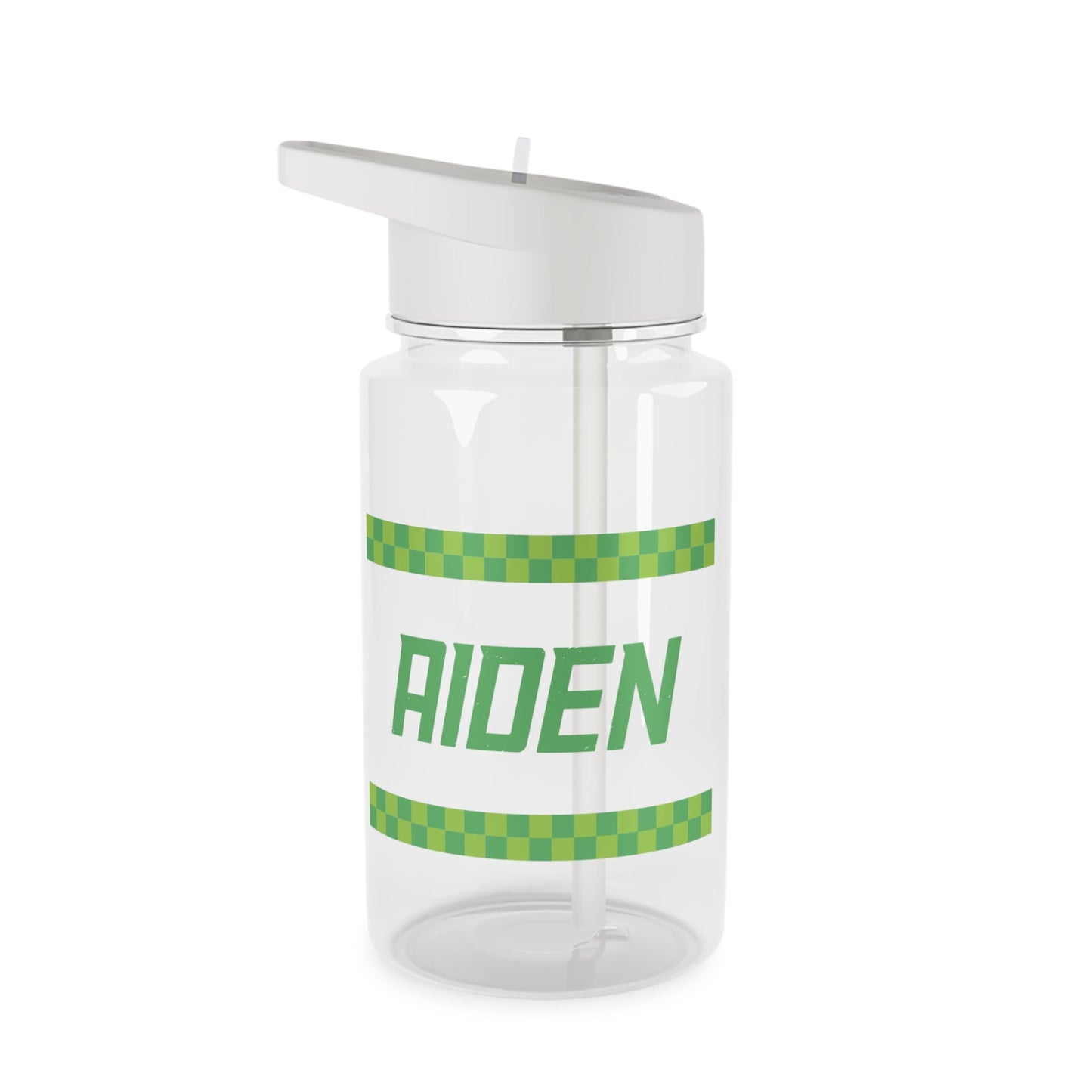 Lime Checkers Personalized Water Bottle