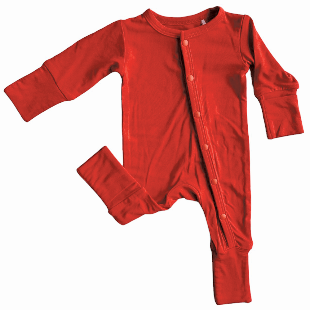 Lincoln Solid Red Bamboo Convertible Footie