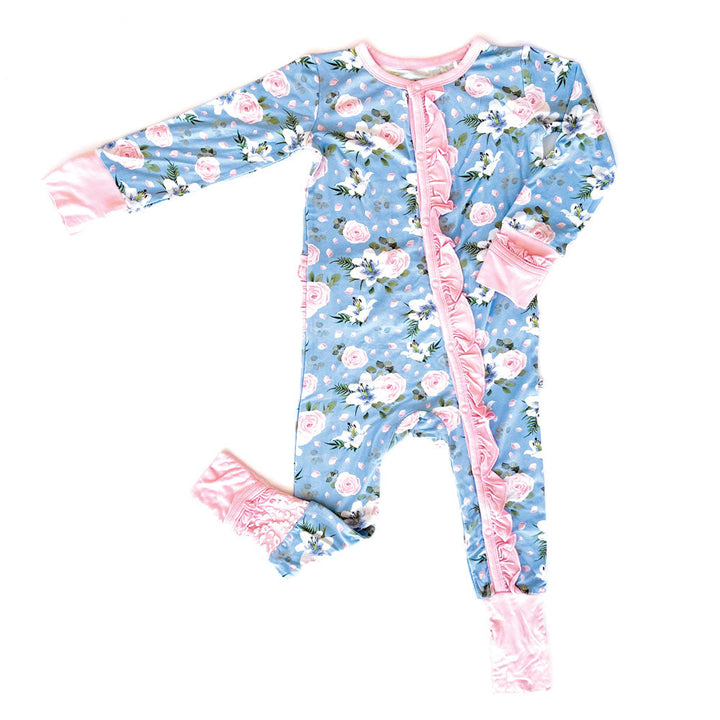 Lillian Floral Bamboo Convertible Snap Footie-Laree + Co.