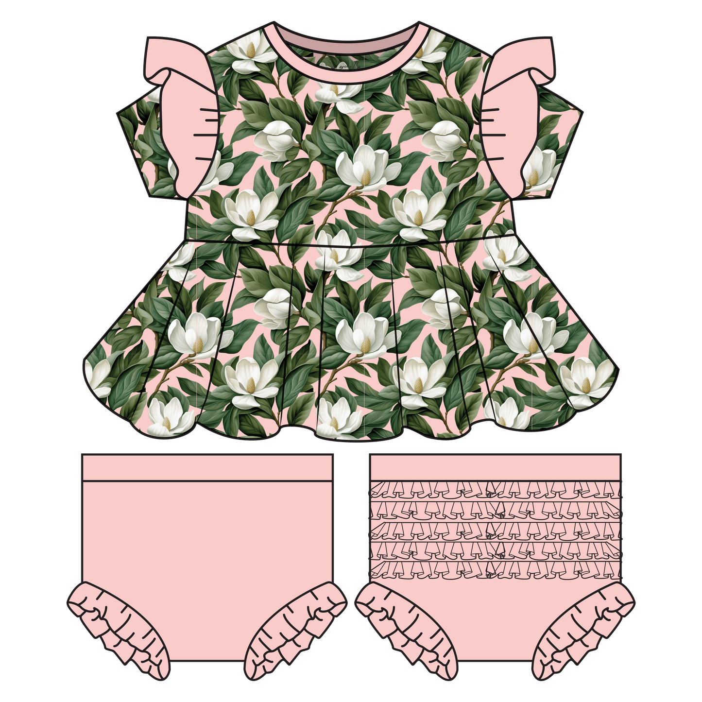 Magnolia Bamboo Peplum + Bummie Set