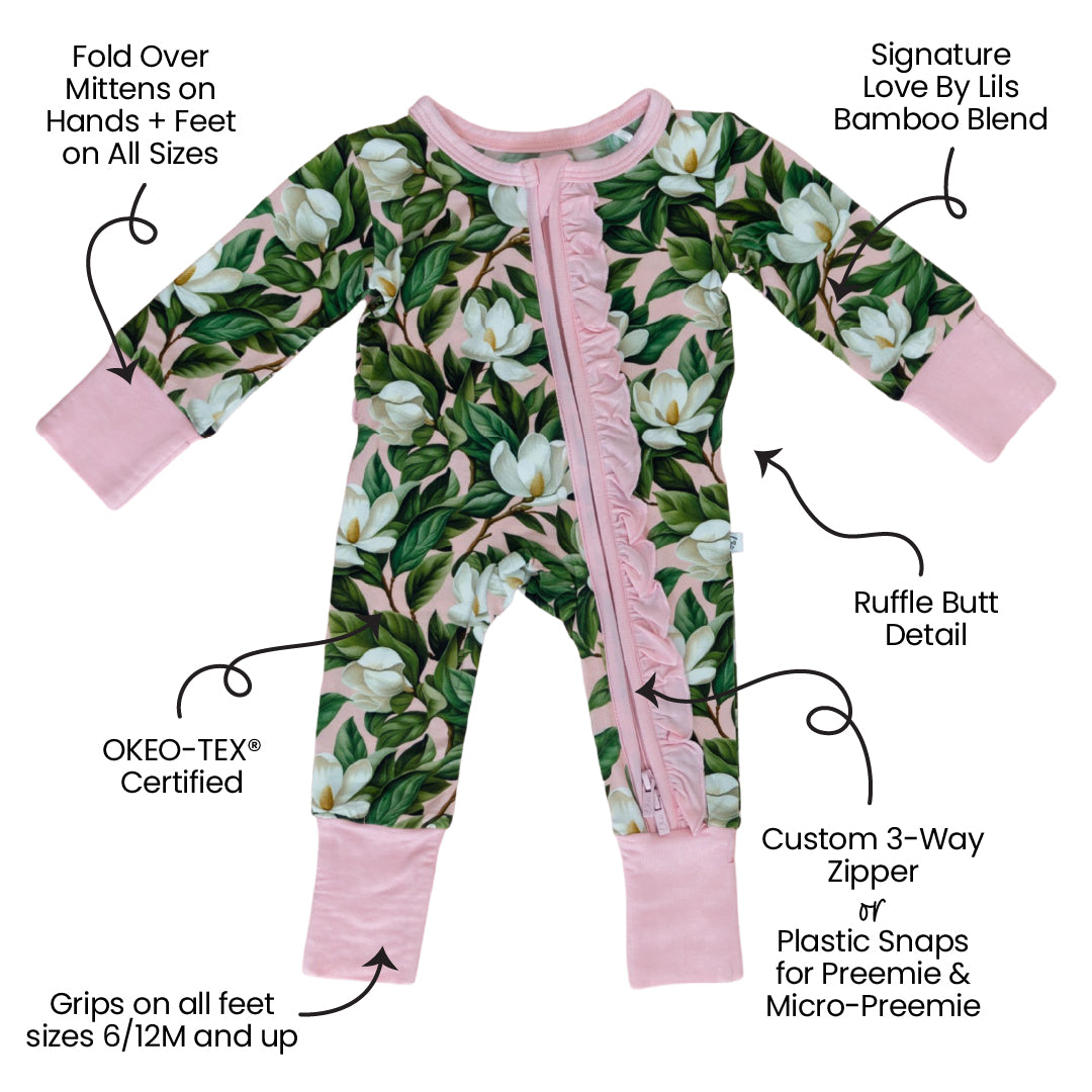 Magnolia Bamboo Ruffle Convertible Footie