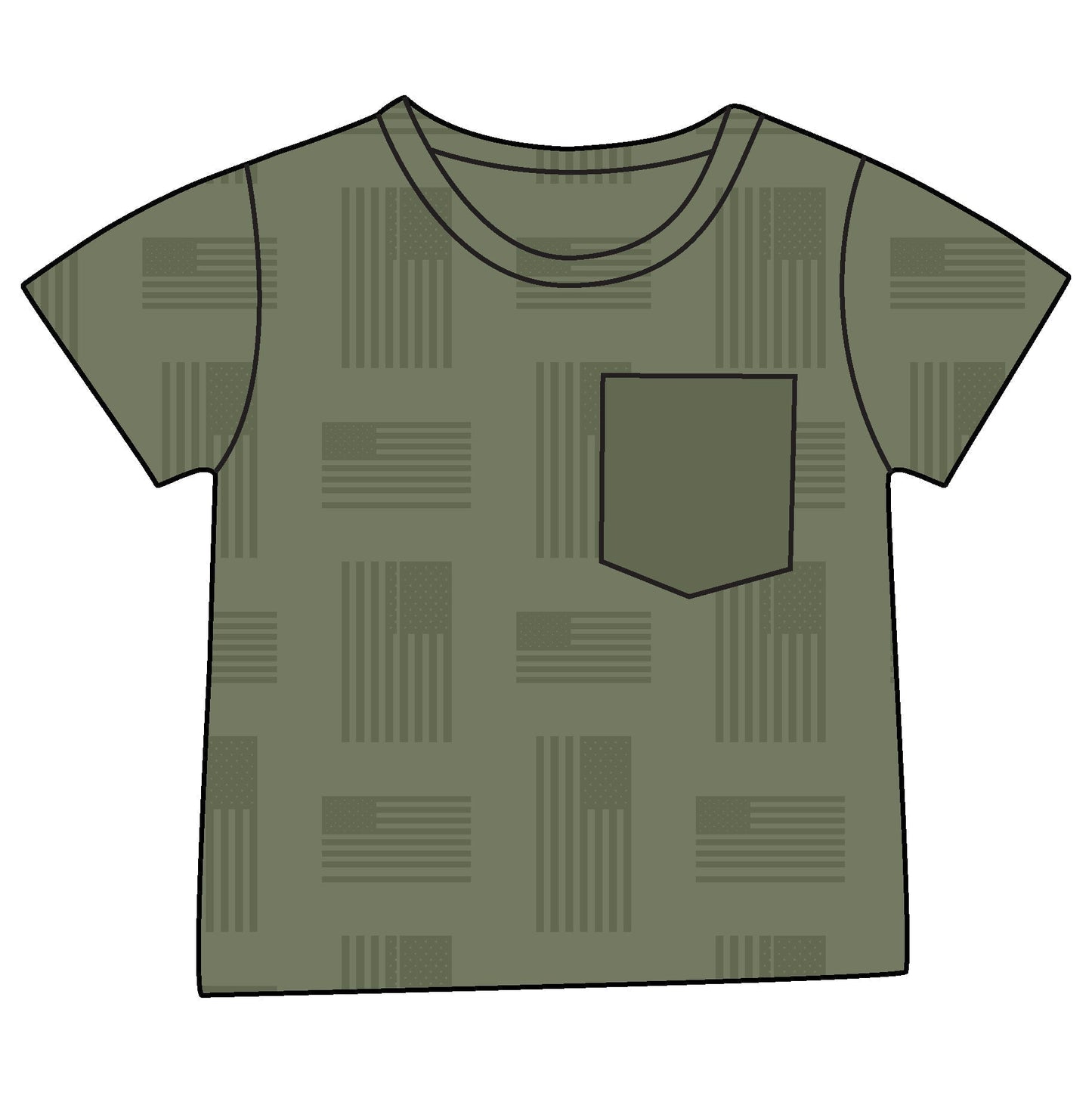 Military Flag Short Sleeve Pocket Tee-Laree + Co.