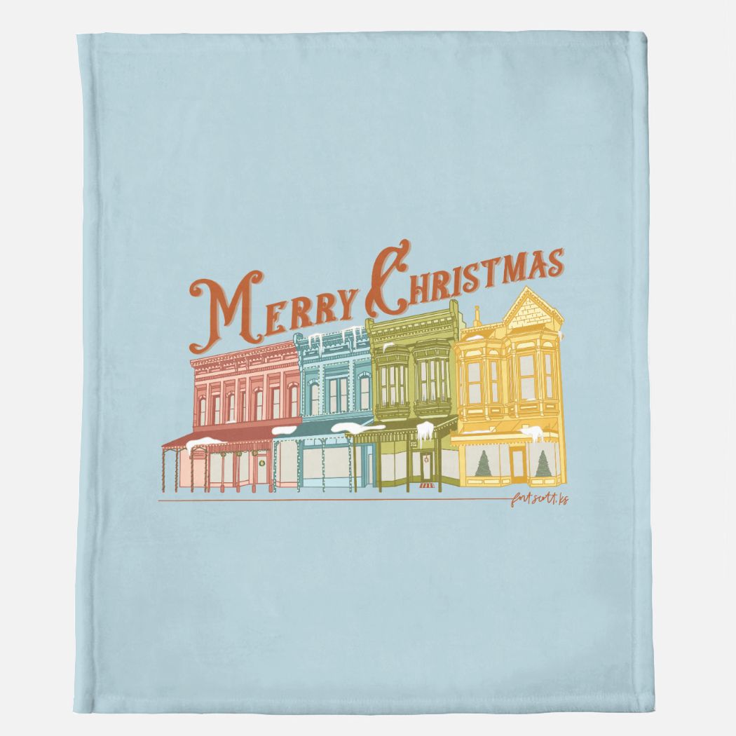 Downtown Fort Scott Christmas Minky Blanket