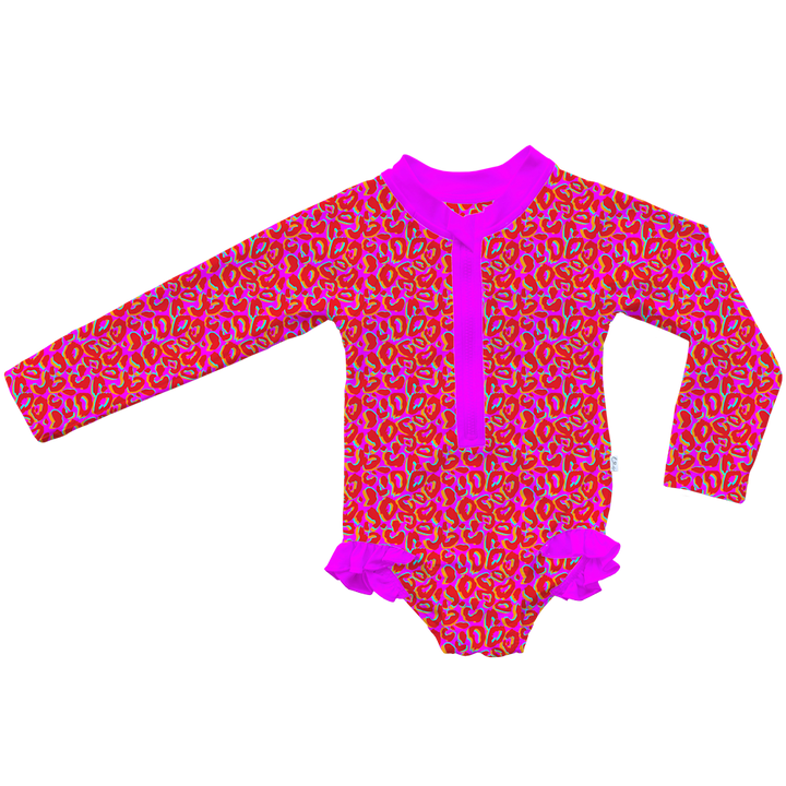 Neon Leopard Ruffle Rash Guard