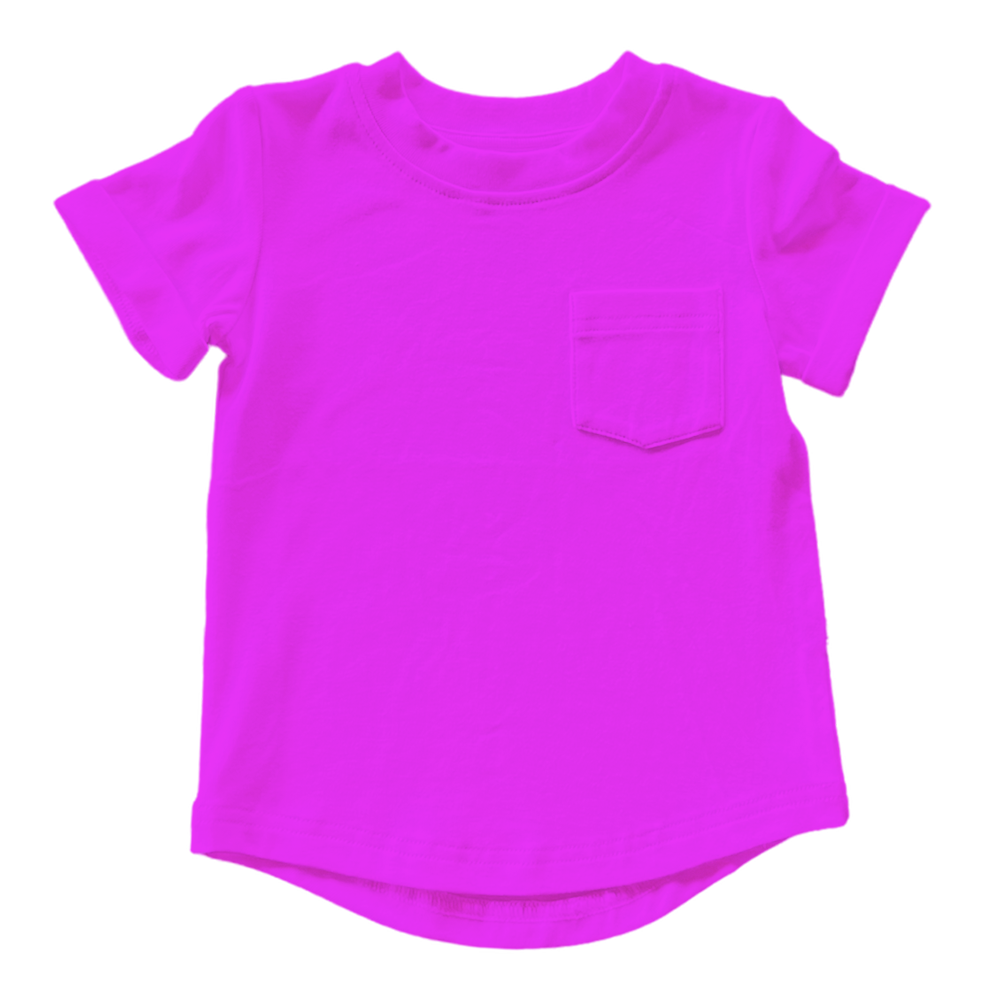 Neon Pink Kids Pocket Tee