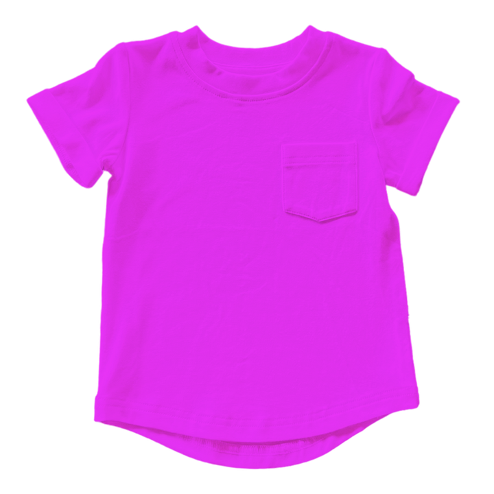 Neon Pink Kids Pocket Tee